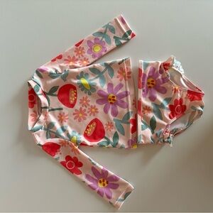 Floral Girls Swimsuit - Pink and Red